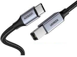 Cáp máy in USB Type-C to USB Type-B dài 2M Ugreen 80807 loại dây bọc dù