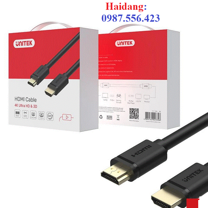 Cáp HDMI Unitek 20m Y-C144U chính hãng , Chuẩn HDMI 1.4, hỗ trợ Full HD 1080p