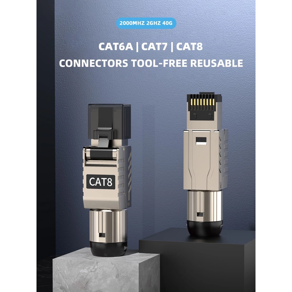 Đầu bấm mạng RJ45 Cat8 Zoerax  Không cần kìm bấm , 2000MHz 40Gbps Jack mạng tốc độ cao, Chính hãng