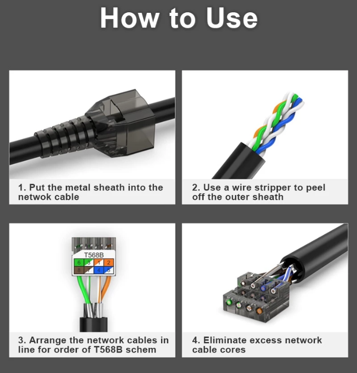 Đầu Nối Dây Cáp Ethernet RJ45 CAT8 Cat7 CAT6A RJ45 10Gbps POE cao cấp không dùng tool