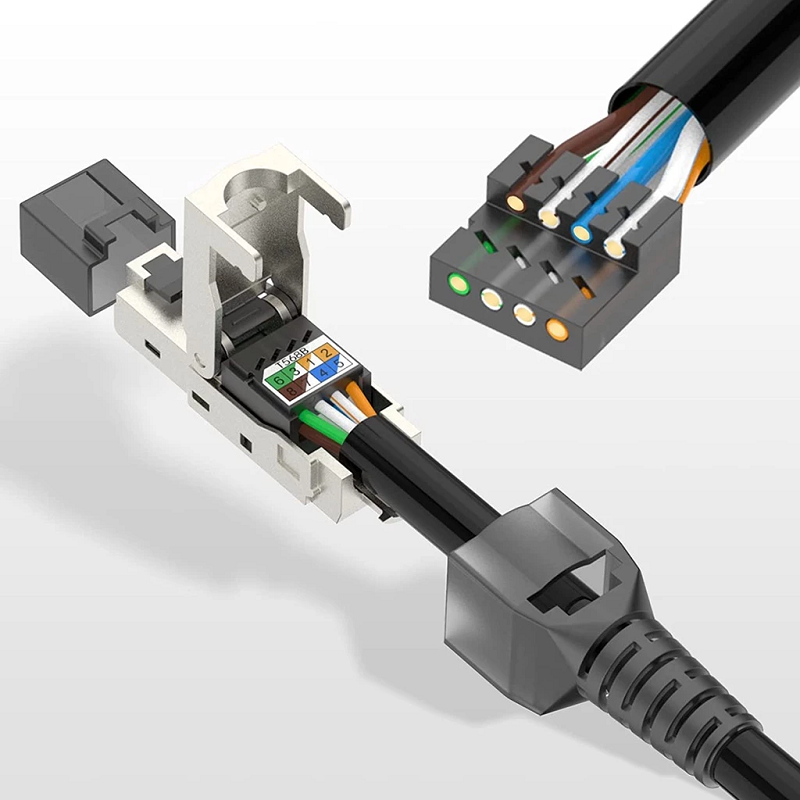 Đầu Nối Dây Cáp Ethernet RJ45 CAT8 Cat7 CAT6A RJ45 10Gbps POE cao cấp không dùng tool