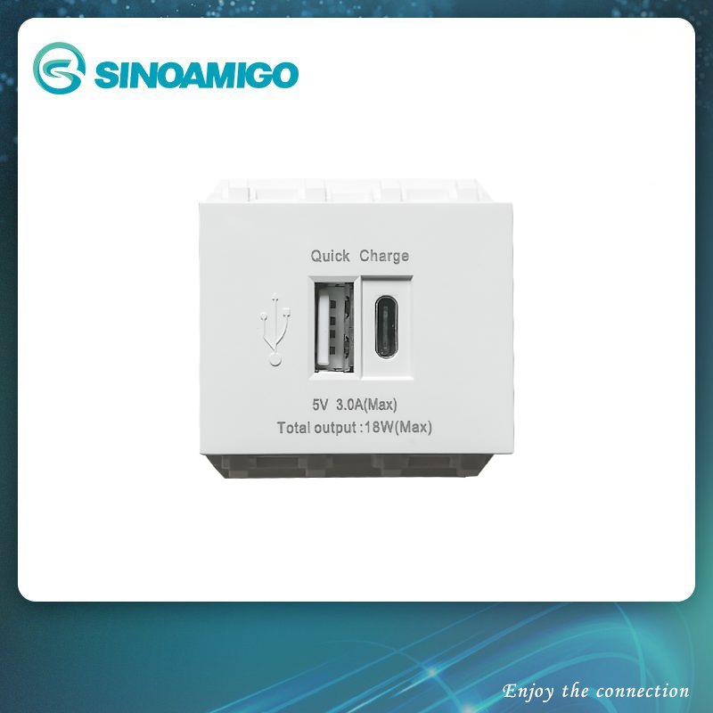 Ỏ cắm sạc điện thoại cổng usb âm tường sinoamigo P21-QC1