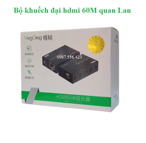 Bộ khuếch địa kéo dài tín hiệu HDMI qua lan 60M VegGieg mã V-HD60