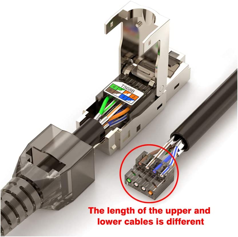 Đầu Nối Dây Cáp Ethernet RJ45 CAT8 Cat7 CAT6A RJ45 10Gbps POE cao cấp không dùng tool