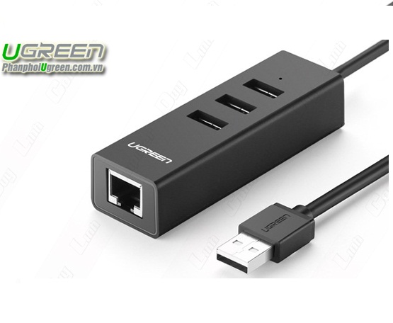 Bộ chia USB2.0 / 3 cổng tích hợp Lan 10/100Mb cao cấp Ugreen 30298 (Đen)