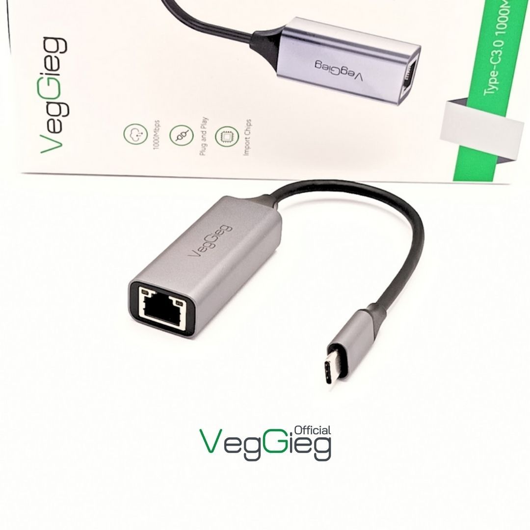 Dây cáp Chuyển Type-C 3.0 sang LAN VegGieg V-K308, Cao Cấp, Chính Hãng
