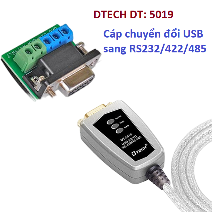 Cáp chuyển đổi USB 2.0 sang COM RS485/422 DTECH DT-5019 dài 1.2m chính hãng