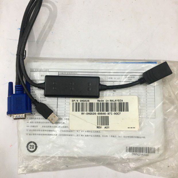 Cáp Điều Khiển KVM Over IP Dell 520-294-504 KVM System Interface Pod Adapter SIP USB Cable 0UF366 Length 55Cm