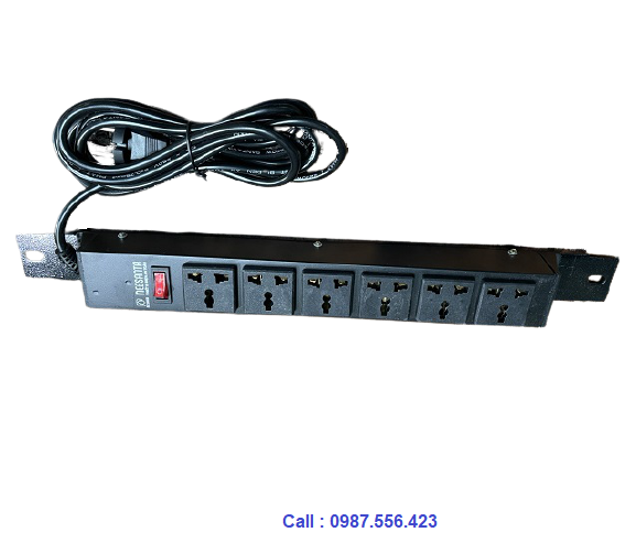 Thành nguồn PDU 6 ổ cắm đa năng C13 dây dài 2m