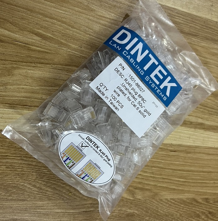 Đầu bấm, hạt mạng RJ45 Cat6 UTP Dintek  Chính Hãng P/N: 1501-88027