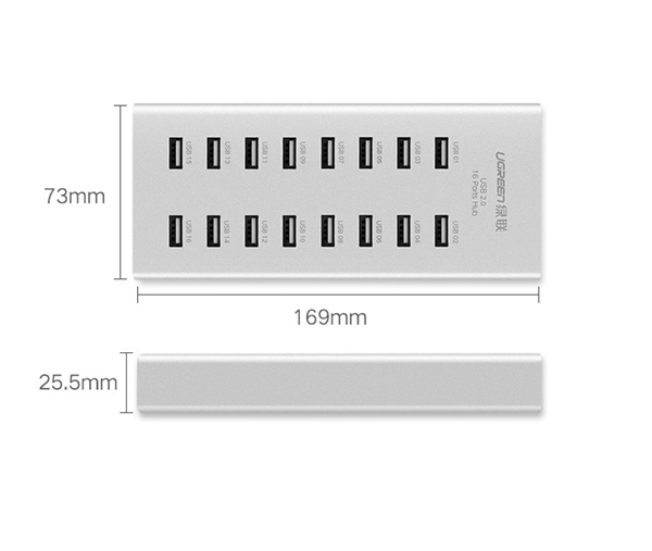 Hub chia USB 2.0 ra 16 cổng chính hãng Ugreen 20298 hỗ trợ nguồn ngoài DC 12V