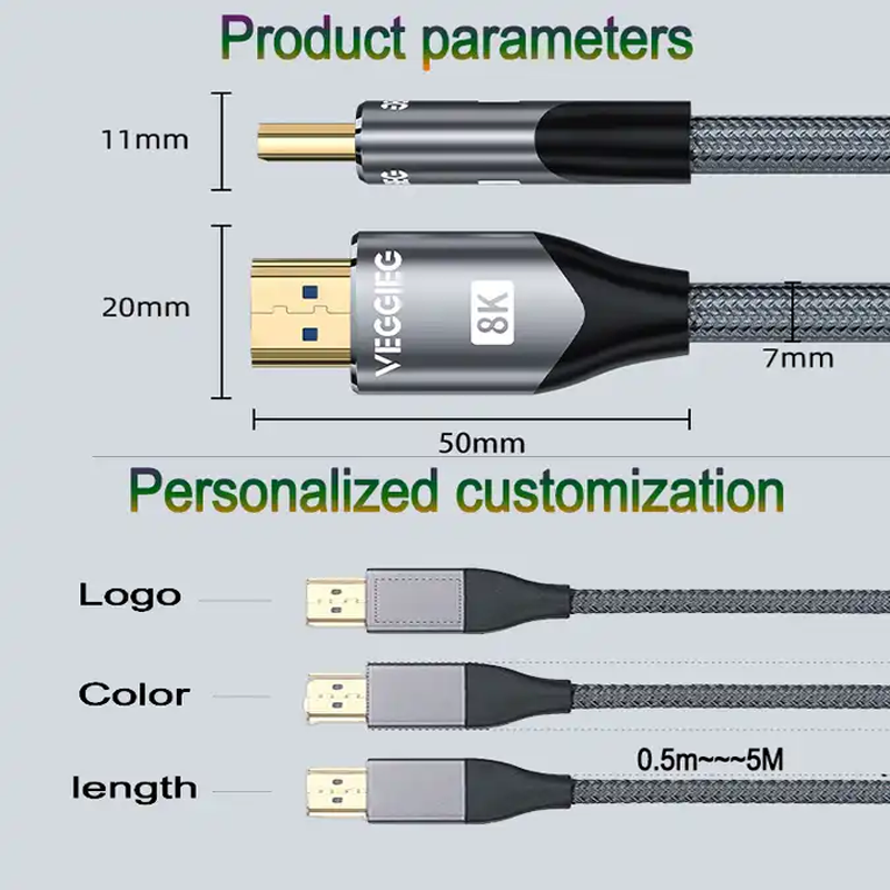 Dây HDMI 2m V_H402 VEGGIEG 8K144HZ CCS chính hãng đầy đủ HD