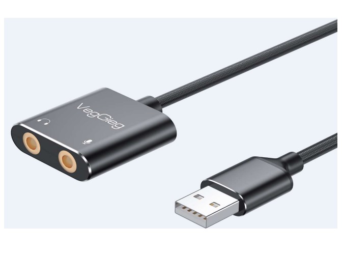 USB sound card 2.0 2 đầu mic và tai nghe V-K104 Veggieg