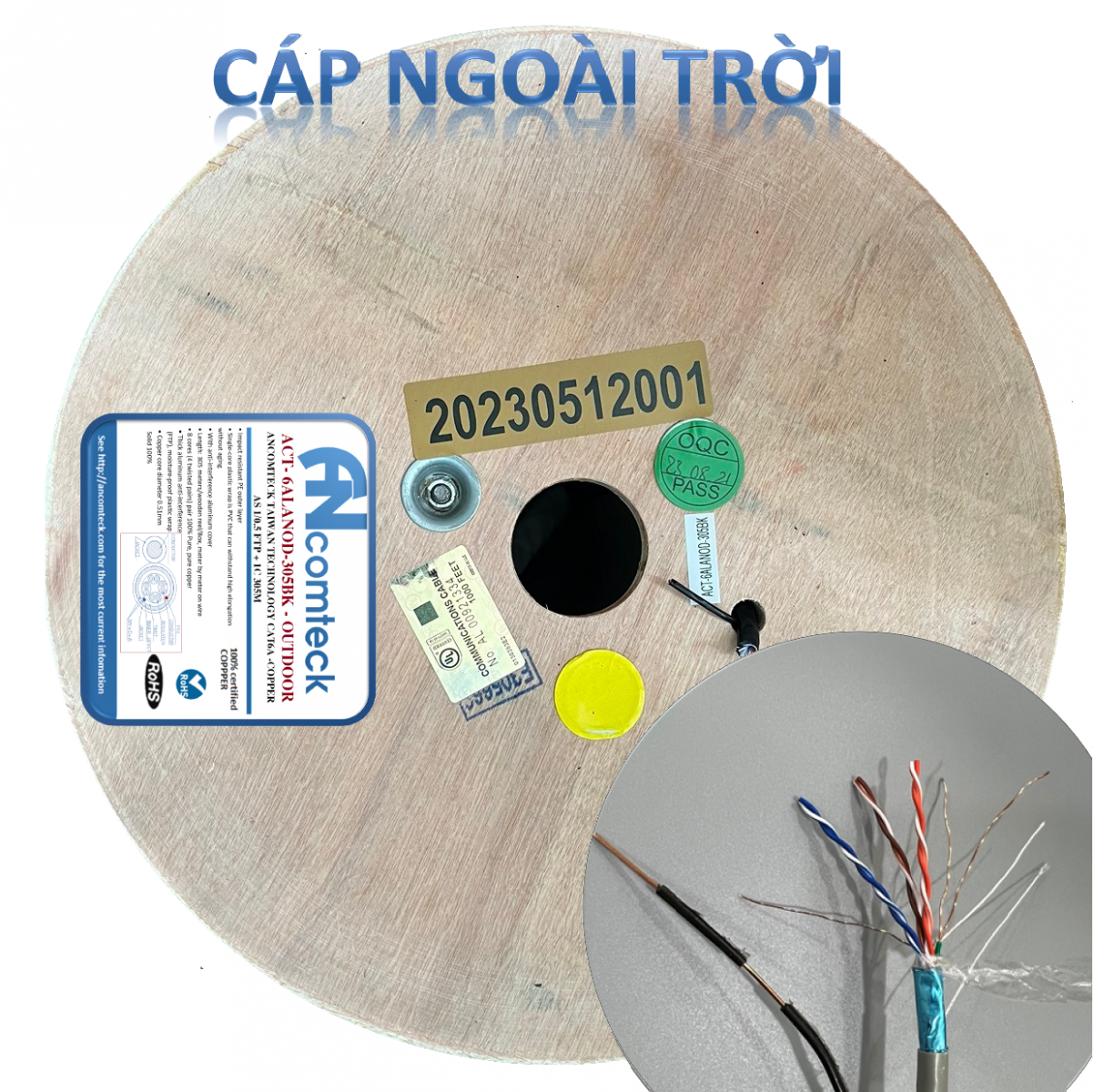 Cáp mạng CAT6A ngoài trời bọc bạc chống nhiễu FTP ACT-6ALANOD-305