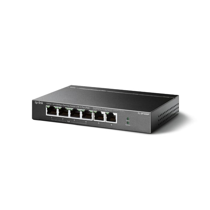 Thiết bị mạng, Switch TL-SF1006P Để Bàn 6 Cổng 10/100Mbps với 4 Cổng PoE+