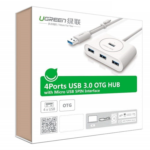 Bộ chia USB 4 cổng USB 3.0 hỗ trợ OTG Chính hãng Ugreen 20284 cao cấp