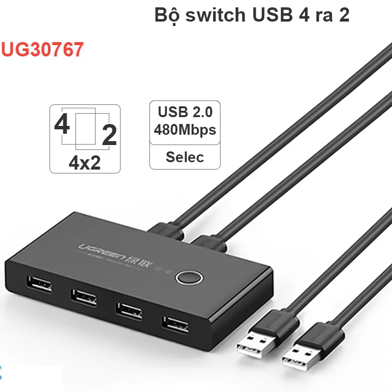 Bộ chia máy in USB 2.0 từ 2 máy tính ra 4 máy in chính hãng Ugreen 30767