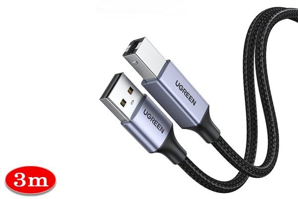 Cáp máy in 1M USB 2.0 Ugreen 80801 cao cấp đầu nhôm bọc dù chống đứt gãy