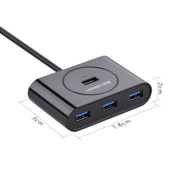 Hub chia cổng 4 cổng USB 3.0 cáp dài 1,5M Ugreen 30218 cao cấp bản dây màu Đen