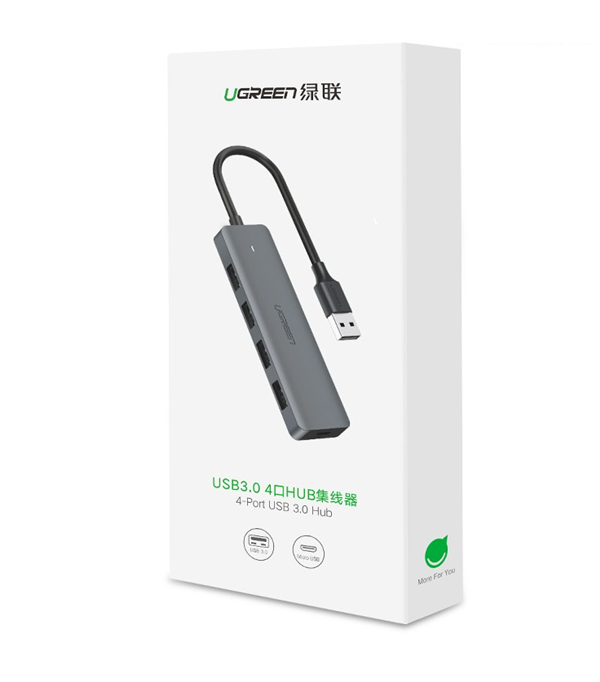 Hub chia 4 cổng USB 3.0 hỗ trợ cấp nguồn Micro USB chính hãng Ugreen 50985 cao cấp