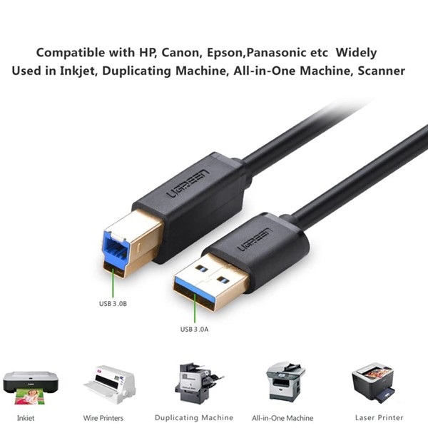 Cáp USB 3.0 AM to BM dài 1M máy in Ugreen 30753 chính hãng