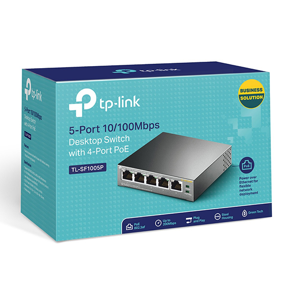 Switch Để Bàn 5 cổng 10/100Mbps với 4 cổng PoE+ TL-SF1005P