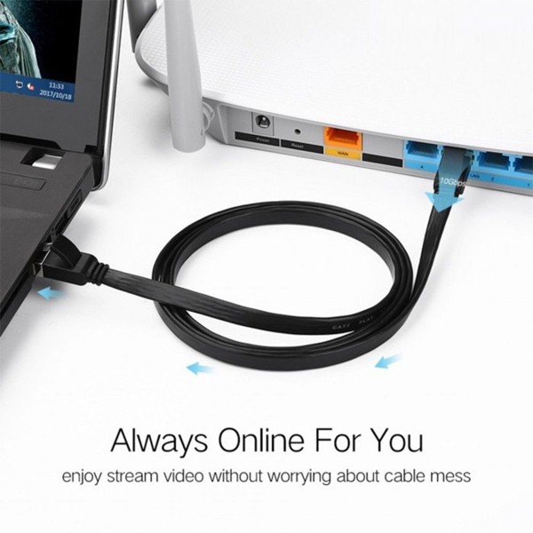 Dây mạng patch cord cat6 12m Ugreen 50179, Dẹt, màu Đen