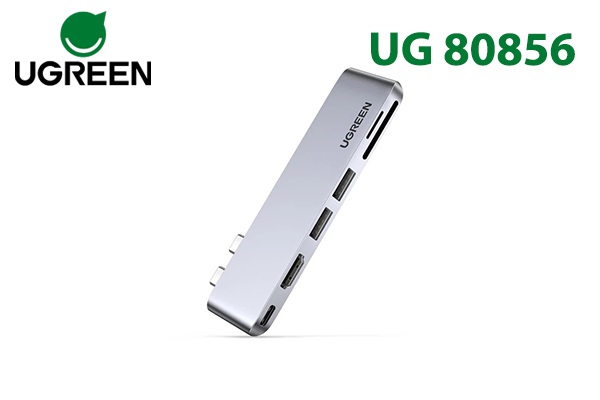 Bộ hub chuyển đổi Ugreen 80856 tích hợp x2 Type C to 2xUSB 3.0, 1xHDMI, 1xSD Card, 1xTF Card, 1xUSB-C