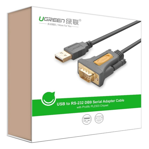 Cáp đầu nối USB sang COM RS 232 thương hiệu Ugreen 20223 độ dài 3m