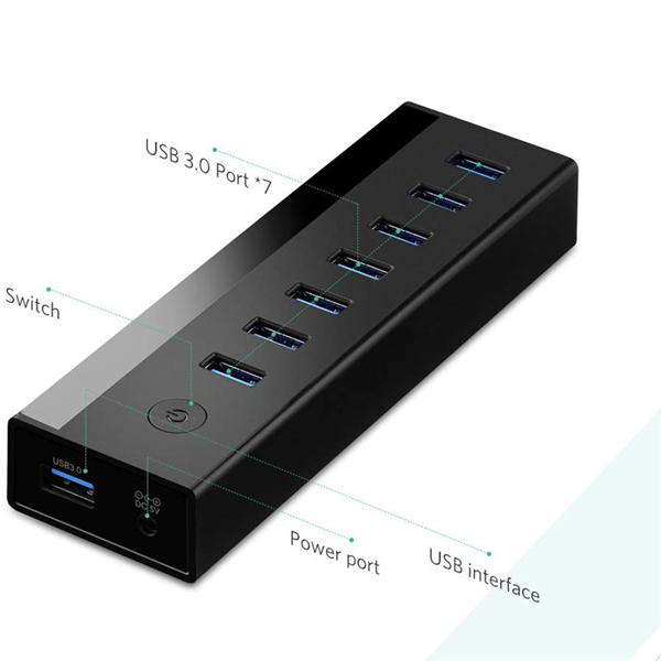 HUB chia 7 Cổng USB 3.0 Có Nguồn 5V/2A Ugreen 40522 cao cấp