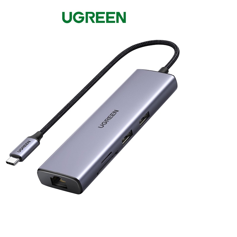 Bộ chia đầu Type C 7 in 1 - USB Type-C ra HDMI 4K60hz/USB/LAN/PD/SD/TF Ugreen 60515 cao cấp