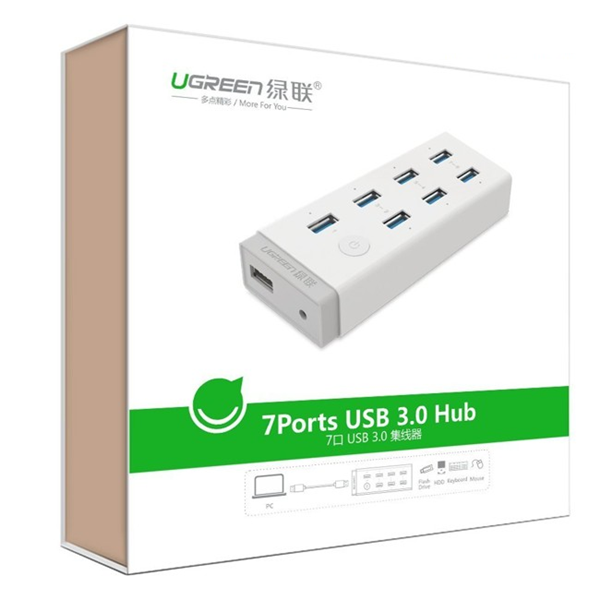 Thiết bị đa năng gồm 7 cổng USB 3.0 Ugreen 20296 tích hợp cổng sạc