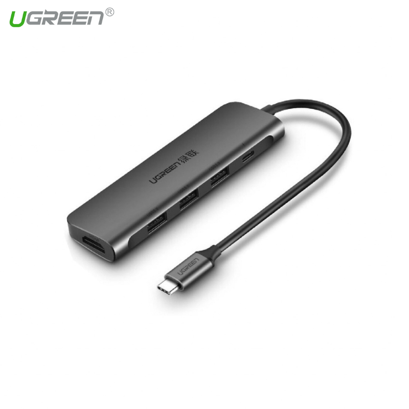 Bộ chuyển đổi đa năng USB type-C 6 in 1 UGREEN CM136 80132 hỗ trợ độ phân giải 4K 60Hz