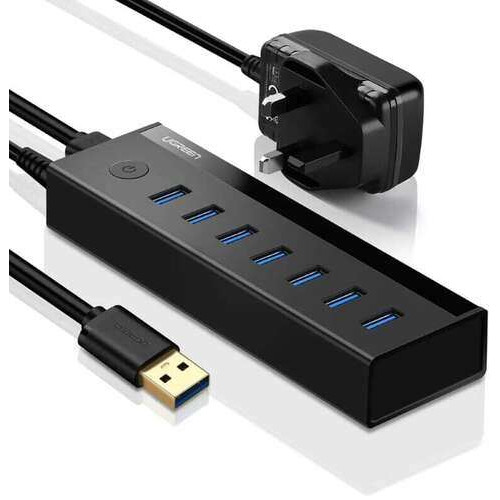 Bộ HUB chia 10 cổng USB 3.0 5Gbps vỏ nhôm, công tắc Ugreen 30779 cao cấp