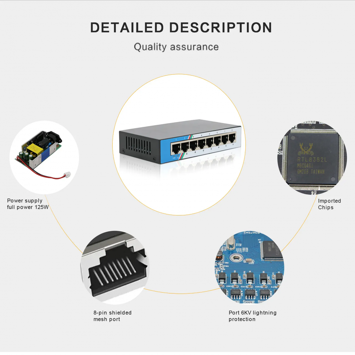 Switch chia mạng POE Sợi Ethernet 100MBPS Poe 8 Cổng Hỗ Trợ Vlan Mạng Camera Cctv Tshield