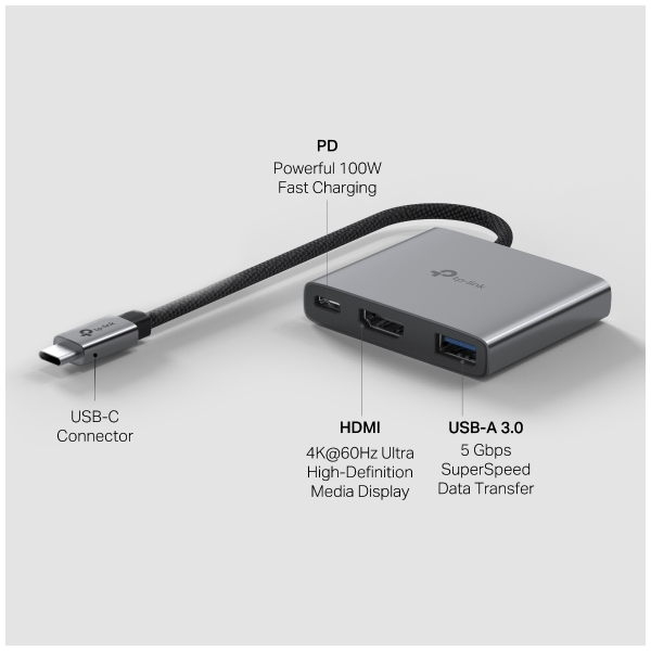 TP-Link UH3020C Hub USB Type-C 3 Cổng, Gọn Nhẹ, Kết Nối Nhanh Chóng