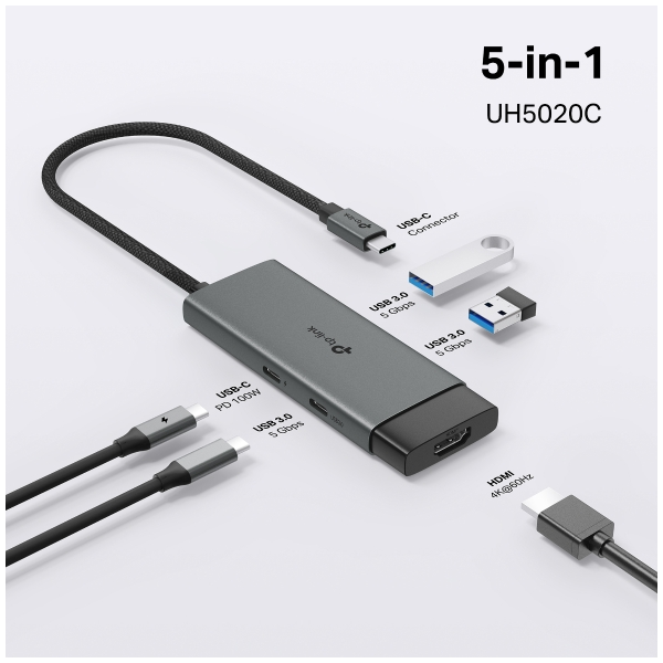 TP-Link UH5020C Hub USB Type-C 5 Cổng, Mở Rộng Kết Nối Linh Hoạt