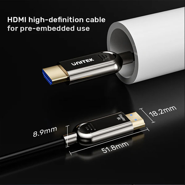 Cáp Quang HDMI 2.0 UNITEK C11085GY01 80M - Kết Nối 8K Sắc Nét, Ổn Định Trên Đường Dài