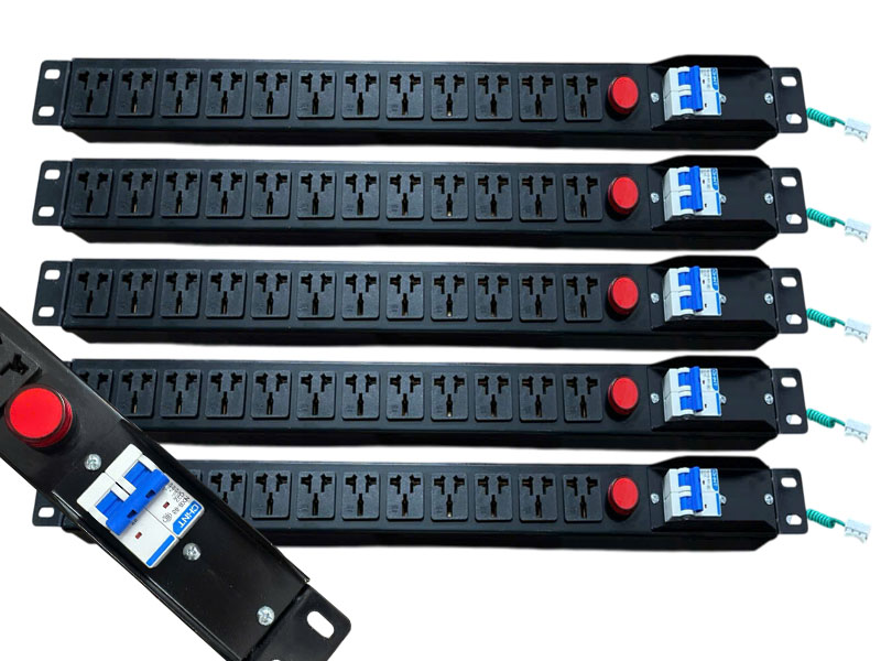 Thanh Nguồn PDU 12 Cổng 19 Inch - Có Aptomat, Đèn Báo, Lắp Tủ Rack 12U