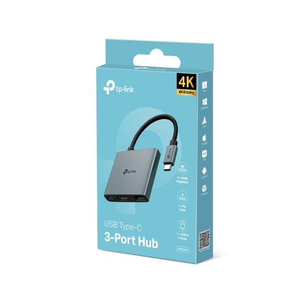 TP-Link UH3020C Hub USB Type-C 3 Cổng, Gọn Nhẹ, Kết Nối Nhanh Chóng