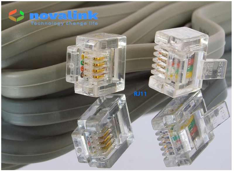 Hạt Điện Thoại RJ11 Đầu Bấm Điện Thoại Novalink CC-01-00298 Loại 4 Tim Crom, Bịch 50c