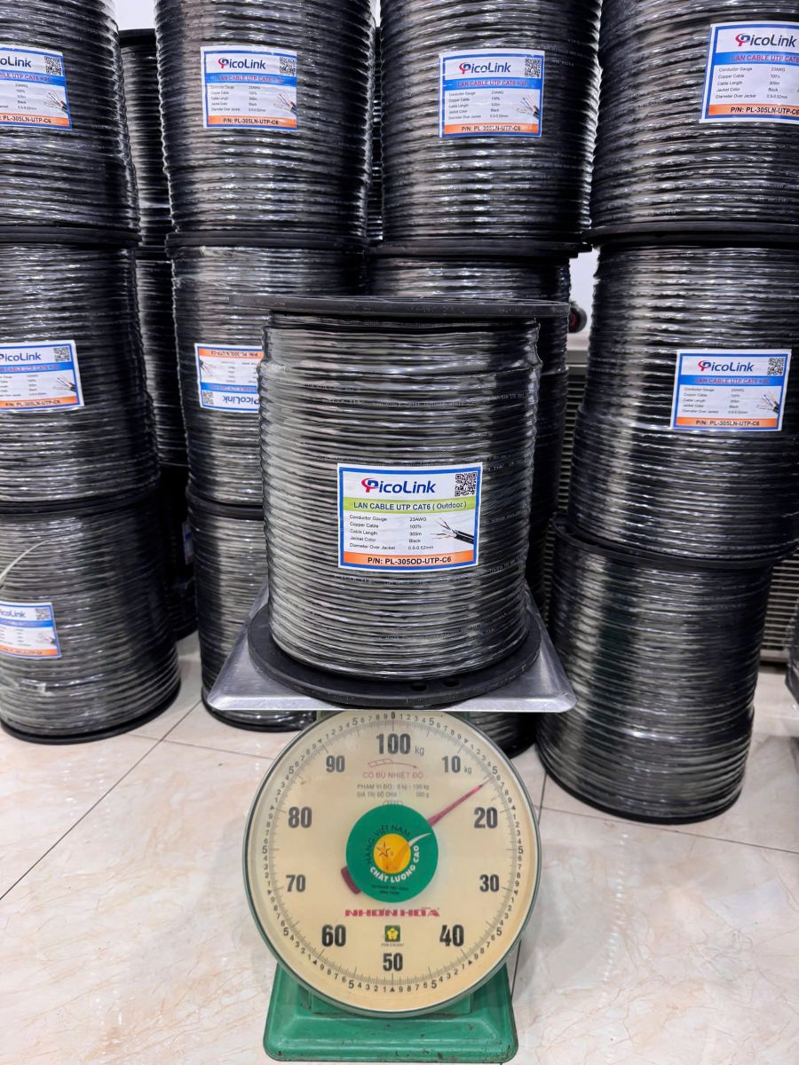 Cáp mạng CAT6 ngoài trời UTP - Có dây chịu lực gia cường PL-305OD-UTP-C6 chính hãng