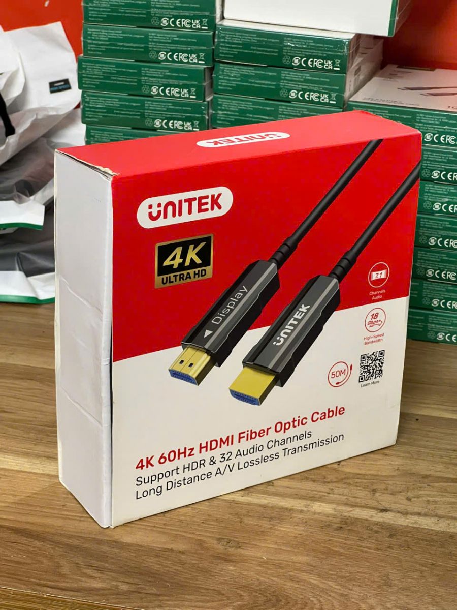 Cáp Quang HDMI 2.0 UNITEK C11072BK 15M - Hỗ Trợ 4K@60Hz, Truyền Xa Không Suy Hao, Cao Cấp