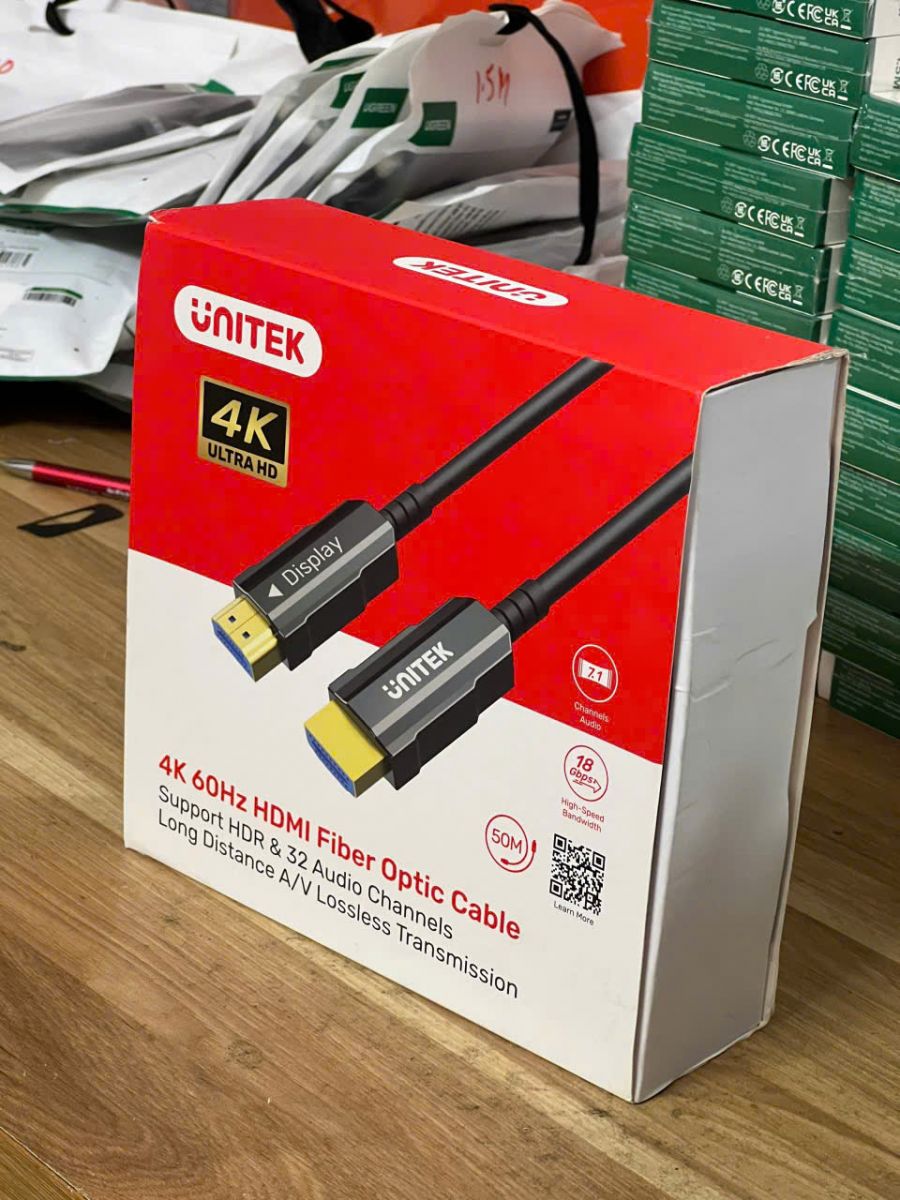 Cáp Quang HDMI 2.0 UNITEK C11072BK 10M - 4K@60Hz, HDR, Dolby Vision, ARC, Truyền Xa Ổn Định