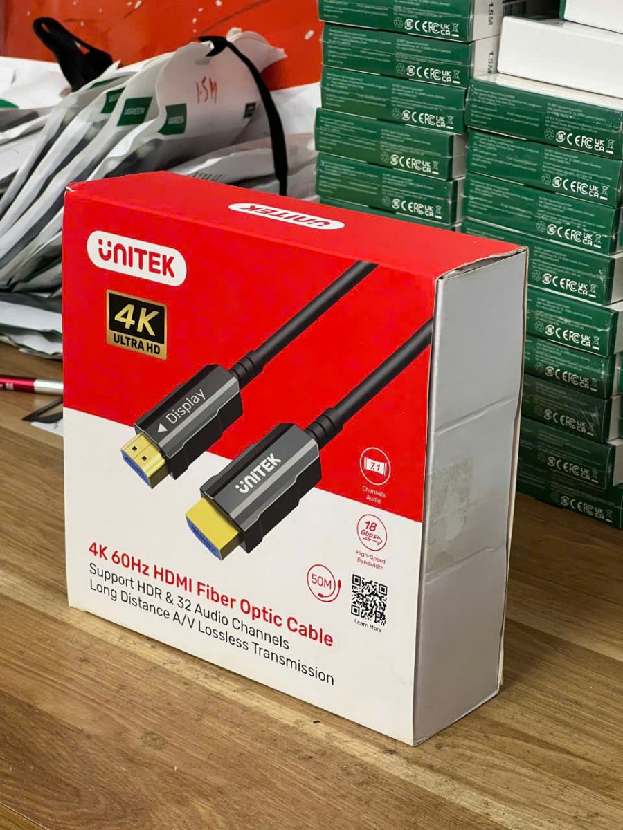 Cáp Quang HDMI 2.0 UNITEK C11072BK 20M - Hỗ Trợ 4K@60Hz, Truyền Xa Không Suy Hao, Hiệu Suất Cao
