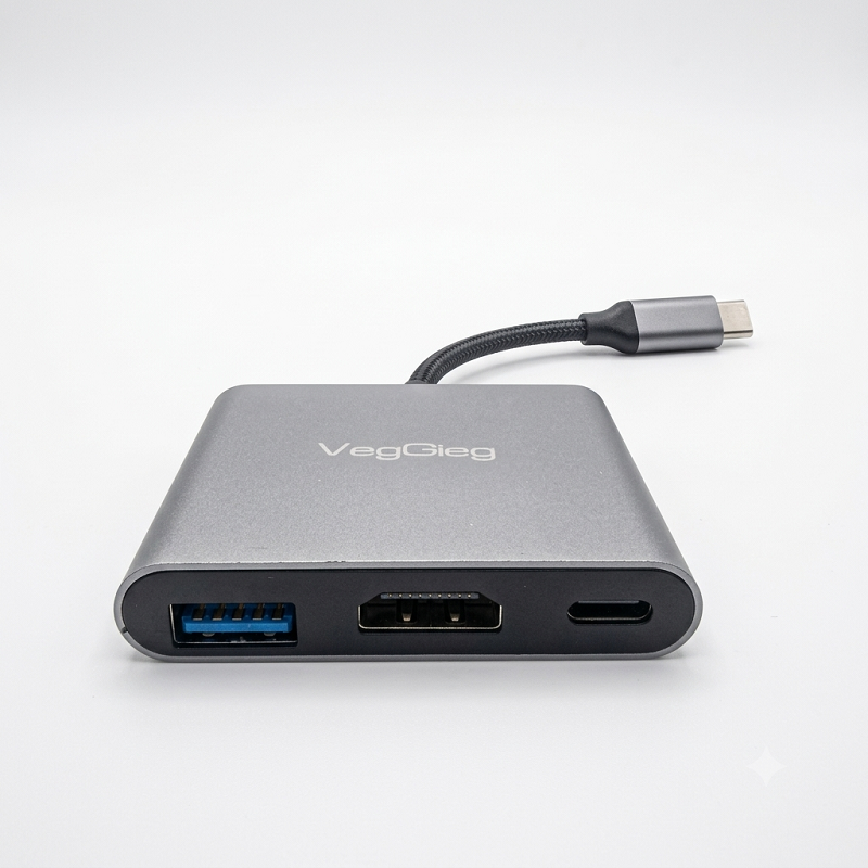 Hub Type-C 3 in 1 V-TC03, Chuyển Type-C sang HDMI, USB 3.0, PD Chính Hãng