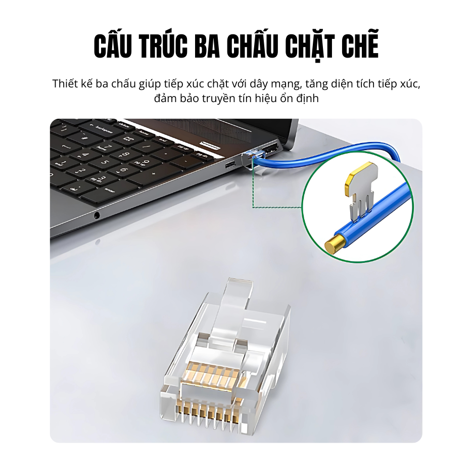 Đầu bấm hạt mạng UTP cat6E Chính hãng Veggieg, V-E008 chuẩn tốc độ gigabits
