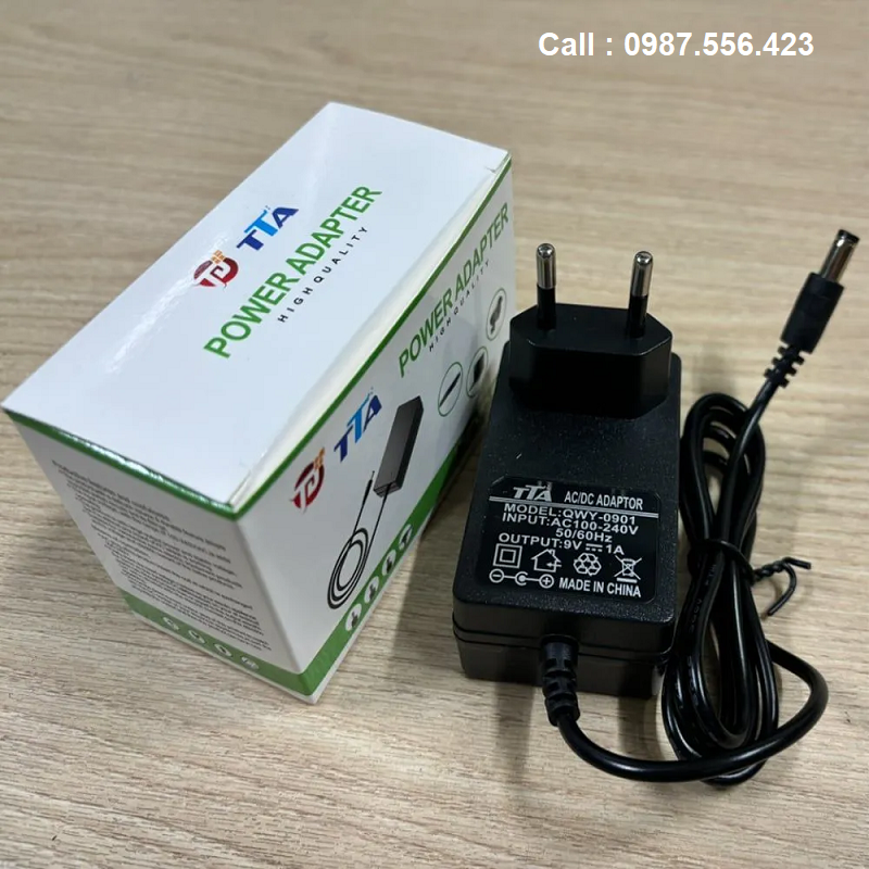 Nguồn adapter 9V-1A chân 2,5mm chính hãng TTA