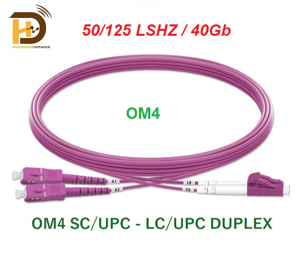 Dây nhẩy quang Multimode duplex Om4, SC-LC LSZH cao cấp