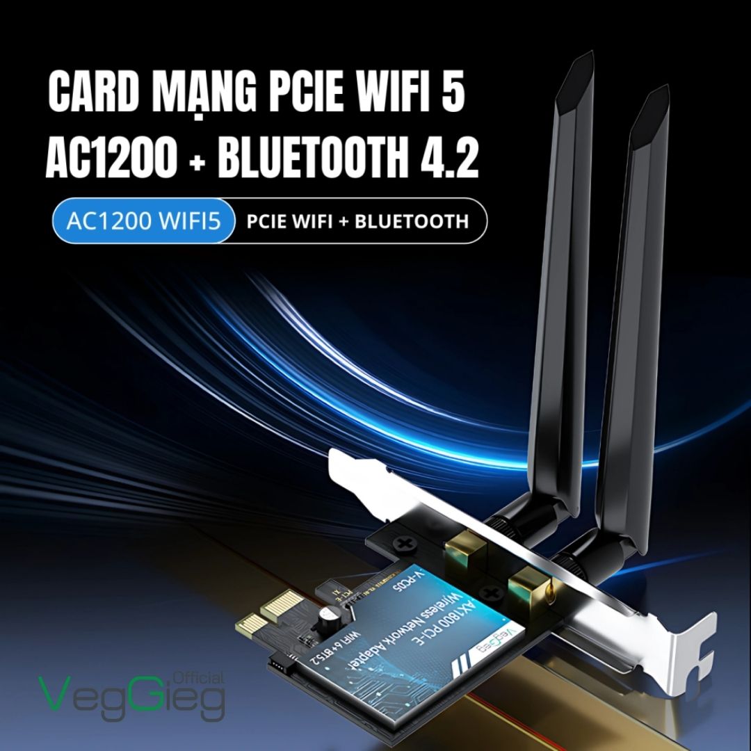 Bộ Chuyển Đổi PCIe AC1200 WiFi 5 + Bluetooth 4.2 V-PC04 Chính Hãng